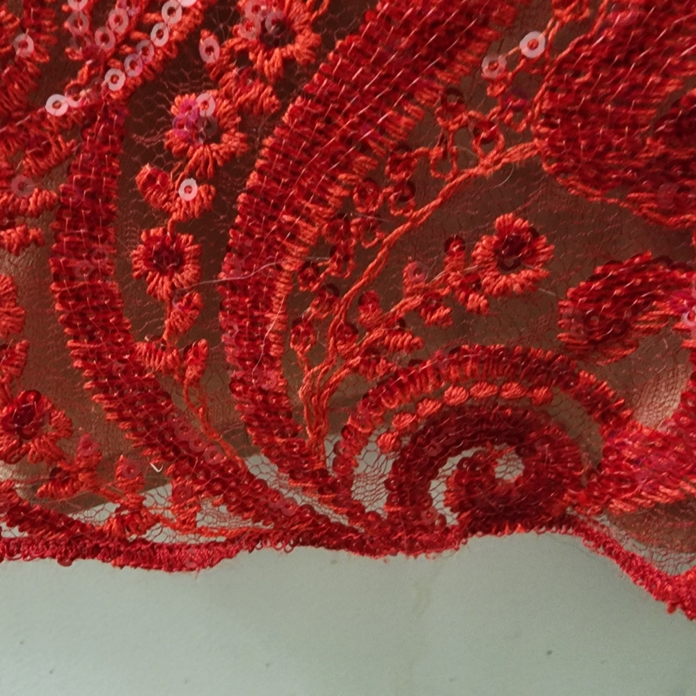 Free People Vibrant Red Sequin Lace DressFree People Red Lace Sequin Dress6NWT - Picture 4 of 9